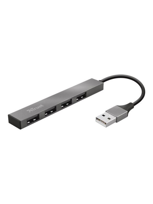 Trust Halyx Aluminium 4-Port Mini USB Hub USB-hub - 4 porter - Svart