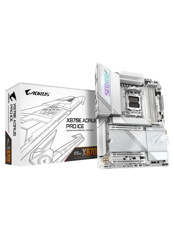 GIGABYTE X870E AORUS PRO ICE Hovedkort - AMD X870E - AMD AM5 socket - DDR5 RAM - ATX