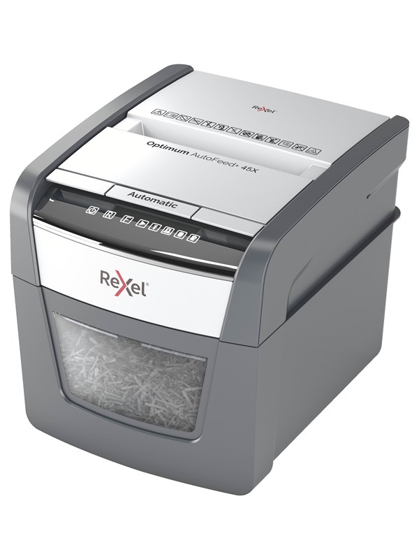 Rexel Optimum AutoFeed 45X automatisk krysskutt makuleringsmaskin, P4