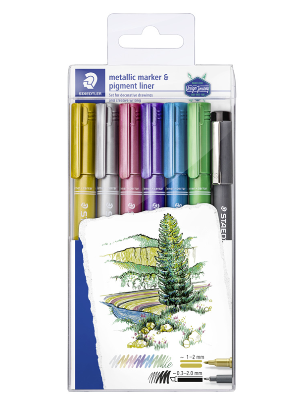 Staedtler Metallic pen 6 pcs &amp; 1pigment liner