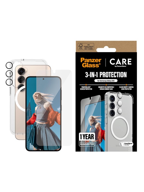 CARE by PanzerGlass Flagship 3-in-1 Bundle Samsung Galaxy S25