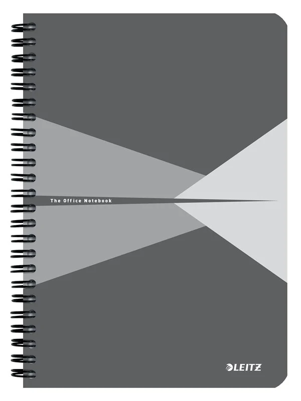 Leitz Office Notebook A5 squared wirebound with cardboard cover grey