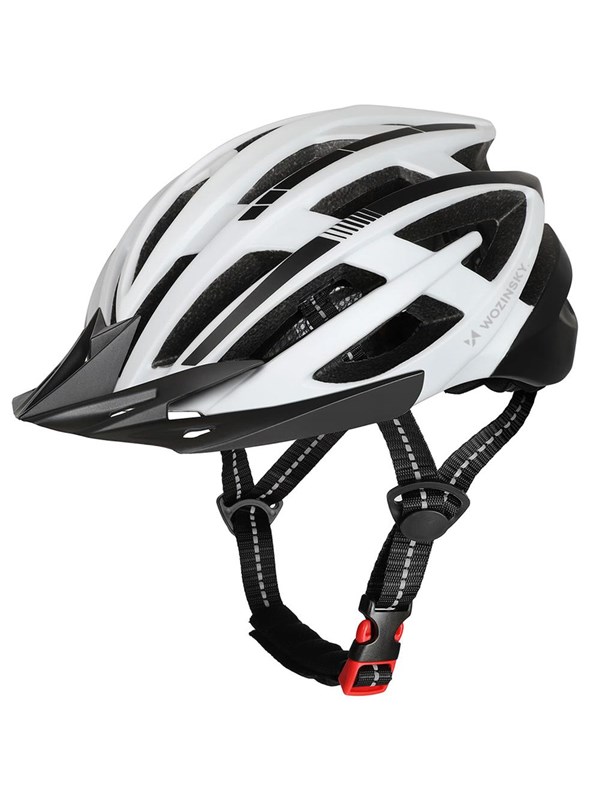Wozinsky MTB Bike Helmet with Detachable Visor and USB Rear Light 57-62 cm - Black & White