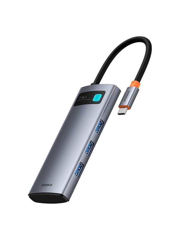 Baseus Metal Gleam 7in1 HDMI 4K 60Hz USB-C Hub / 3x USB 3.0 / USB-C PD / SD / microSD - Gray USB-hub