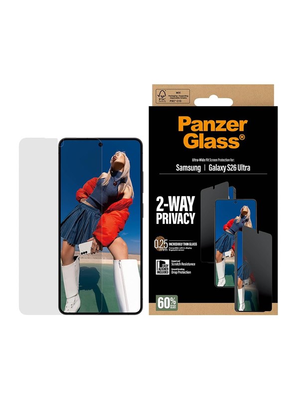 PanzerGlass 2-Way Privacy Screen Protector Samsung Galaxy S26 Ultra | Ultra-Wide Fit w. EasyAligner