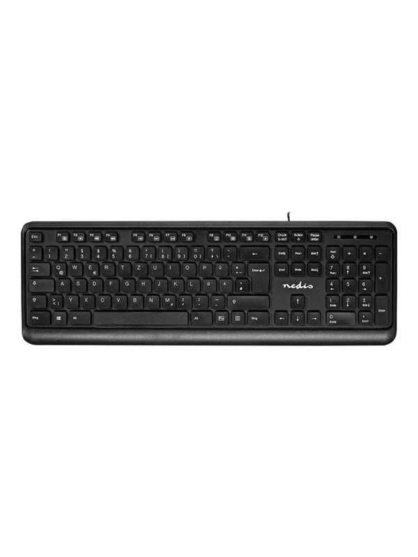 Nedis - keyboard - QWERTZ - German - black - Tastatur - Tysk - Svart