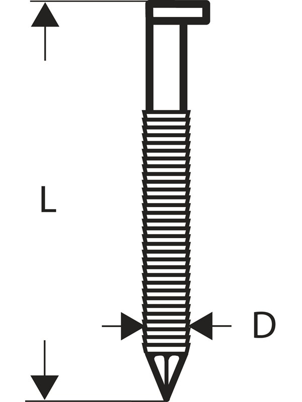Bosch Plastbåndet spiker med D-hode SN34DK 50RG 2,8 mm, 50 mm, galvanisert, rillet