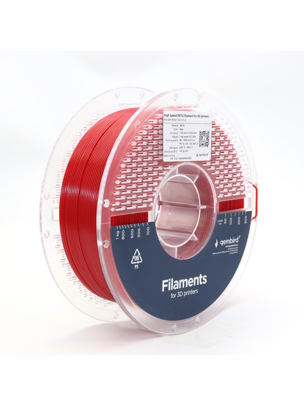 Gembird High Speed PETG (PET, PETT) - Rød - 1.75mm ø - 1 kg