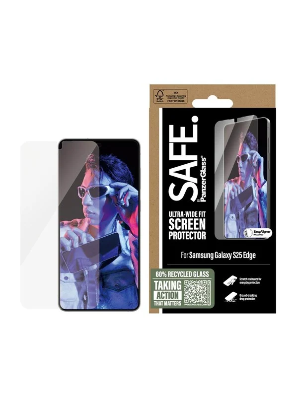 SAFE by PanzerGlass Screen Protector Samsung S25 Edge | Ultra-Wide Fit