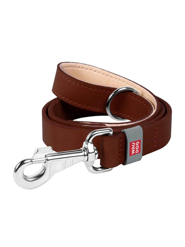 Waudog Natural Leather Dog Leash Brown 14mm Wide 122cm Long