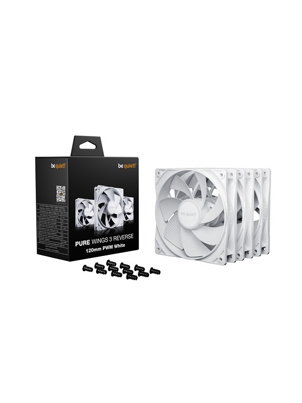 be quiet! PURE WINGS 3 120 White Reverse (3-pack) - Kabinettvifte - 120mm - Hvit - 30 dBA