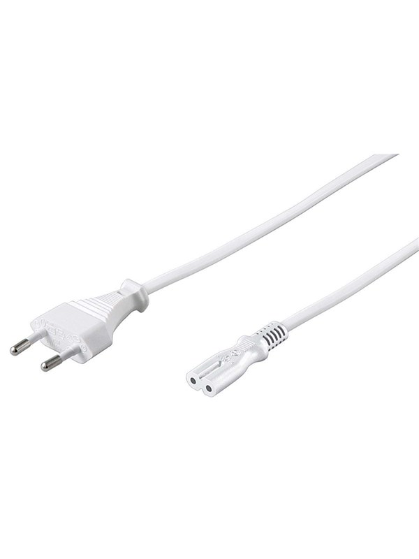 Pro Strømkabel C7 (2 pins) - Hvit - 5m - Rett