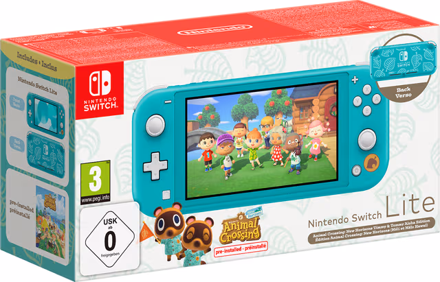 Nintendo Switch Lite gaming console (turkis, med Animal Crossing)