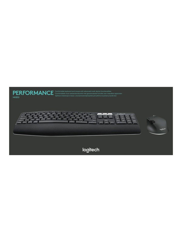 Logitech MK850 Performance - keyboard and mouse set - Spanish - Tastatur & Mussett - Spansk - Svart