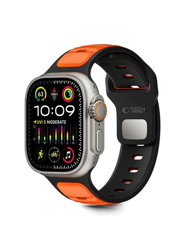 Tech-Protect IconBand Line Strap for Apple Watch 44 / 45 / 46 / 49 mm - Black & Orange
