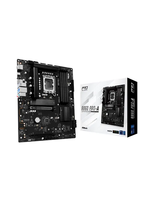 ASRock B860 Pro-A Hovedkort - Intel B860 - Intel LGA1851 socket - DDR5 RAM - ATX