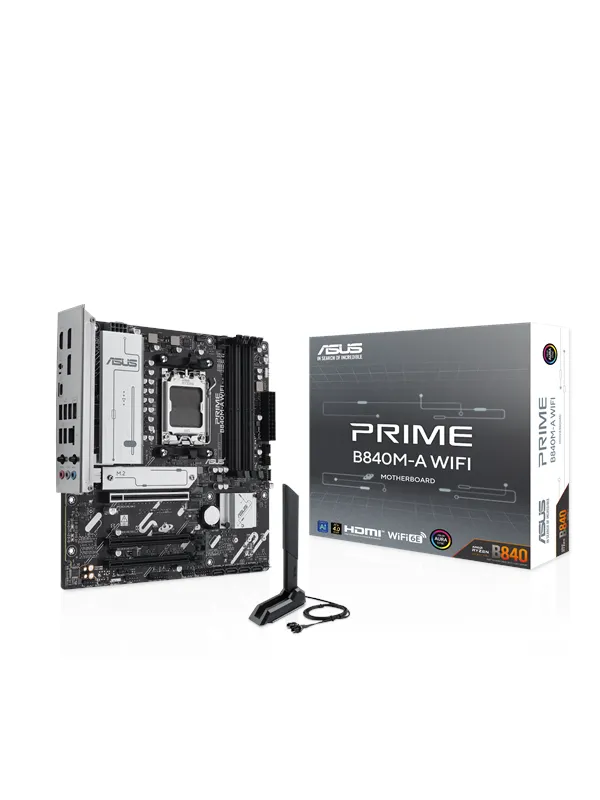 ASUS PRIME B840M-A WIFI Hovedkort - AMD B840 - AMD AM5 socket - DDR5 RAM - Micro-ATX