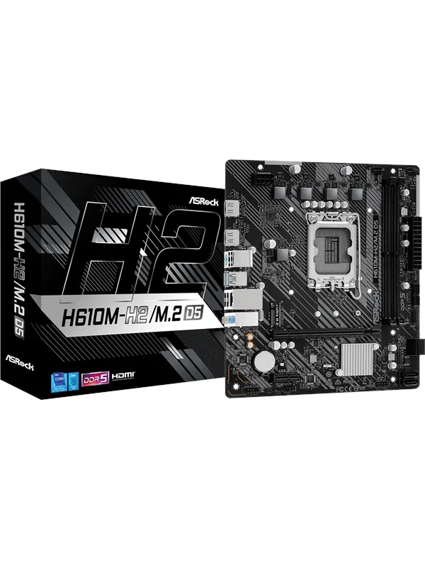 ASRock H610M-H2/M.2 D5 Hovedkort - Intel H610 - Intel LGA1700 socket - DDR5 RAM - Micro-ATX