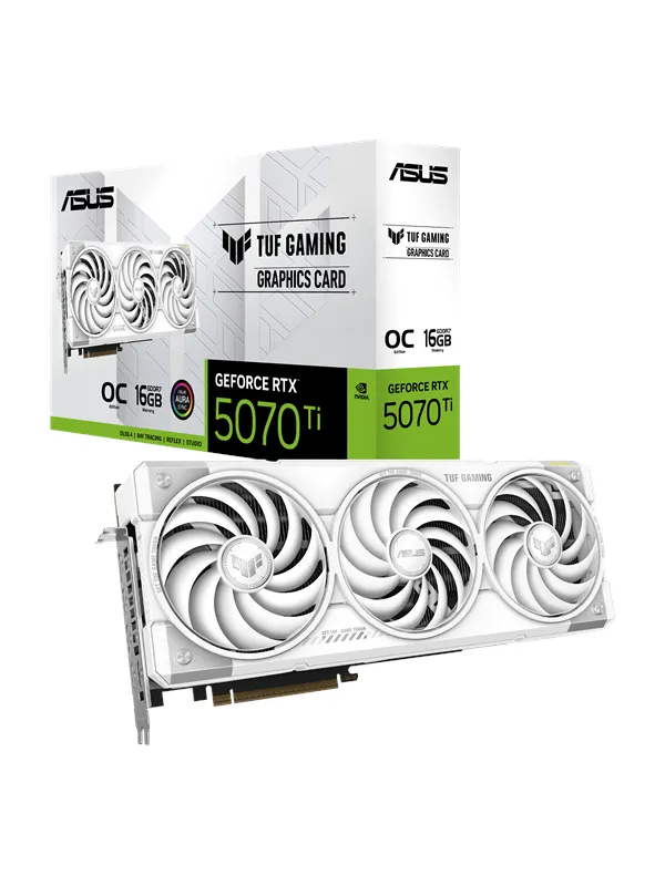 ASUS GeForce RTX 5070 Ti TUF White OC - 16GB GDDR7 RAM - Grafikkort