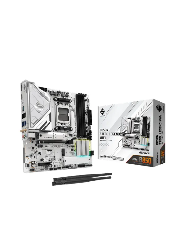 ASRock B850M Steel Legend WiFi Hovedkort - AMD B850 - AMD AM5 socket - DDR5 RAM - Micro-ATX