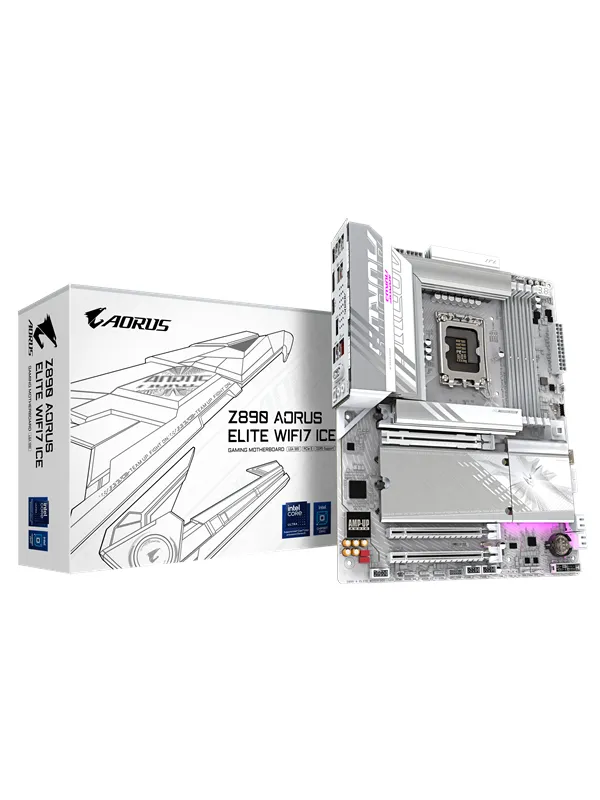 GIGABYTE Z890 AORUS ELITE WIFI7 ICE Hovedkort - Intel Z890 - Intel LGA1851 socket - DDR5 RAM - ATX