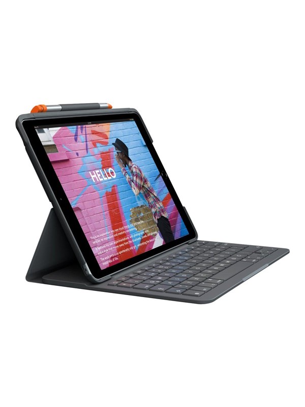 Logitech Slim Folio - keyboard and folio case - QWERTZ - Swiss - graphite - Tastatur &amp; Foliosett - Sveitsisk - Grå