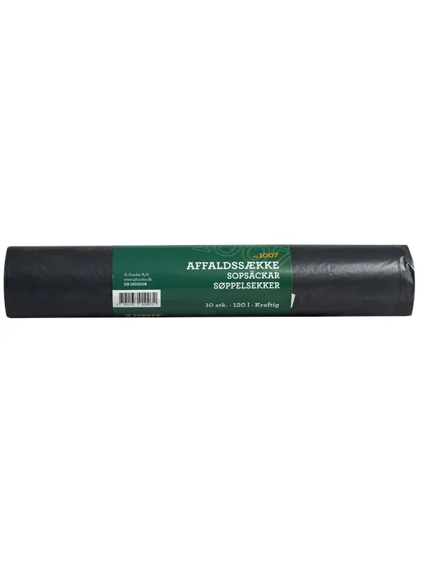 G.Funder Black garbage bags 120 liters 10 bags per roll - heavy duty quality