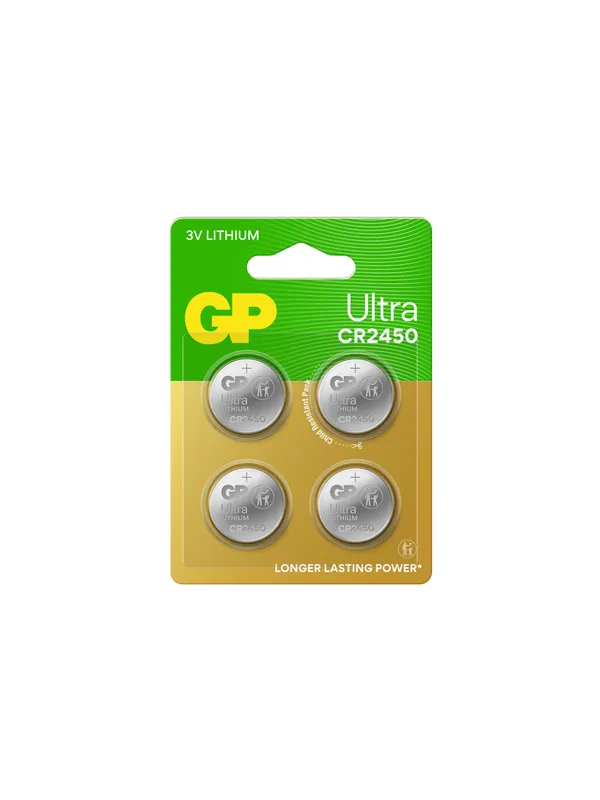 GP Ultra Lithium coin cell CR2450, 4-pack