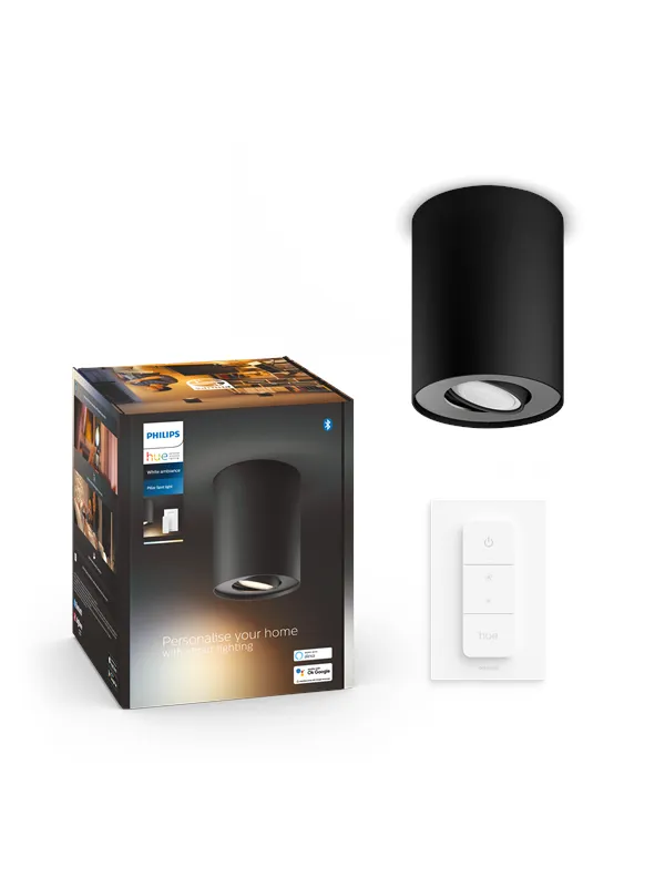 Philips Hue Pillar Single Spotlight - Svart - Med Dimmebryter