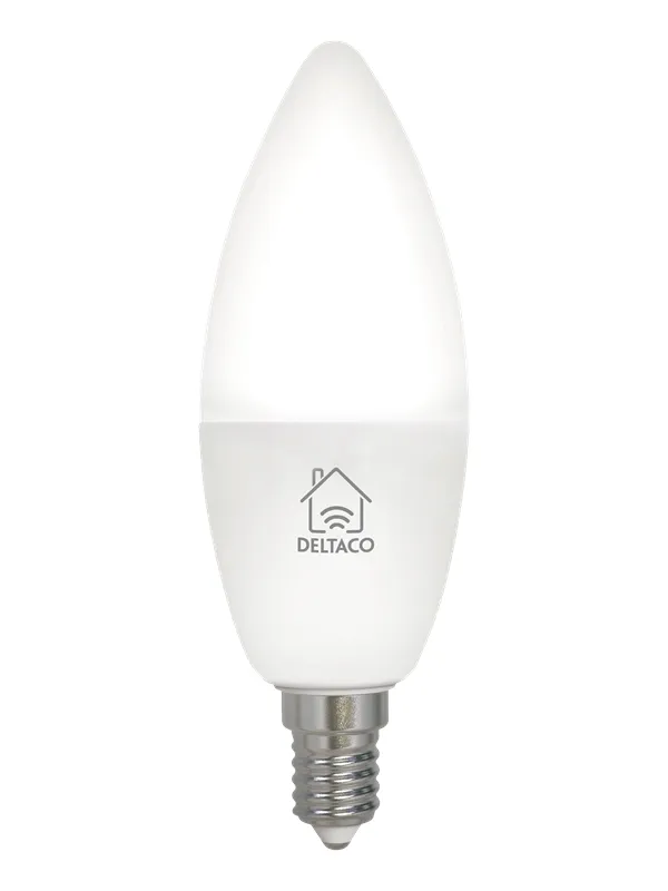 Deltaco LED lysepære, E14, 4.5W, 385lm, WiFi 2.4GHz, hvitt lys