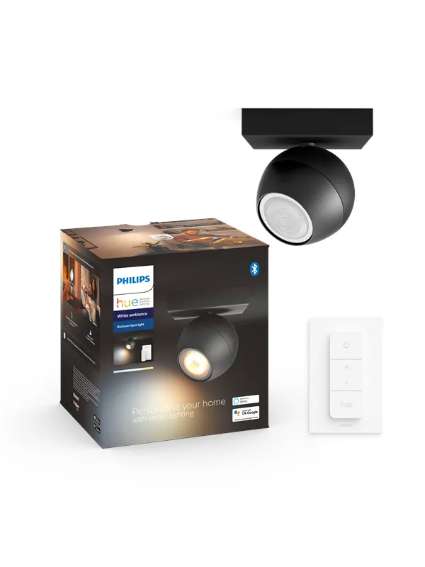 Philips Hue Buckram Single Spotlight - Svart - Med Dimmebryter