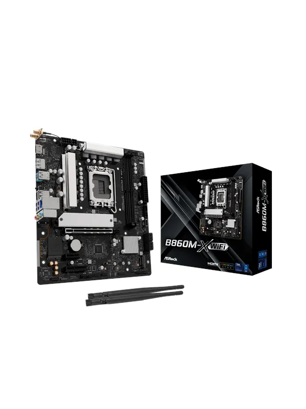 ASRock B860M-X WiFi Hovedkort - Intel B860 - Intel LGA1851 socket - DDR5 RAM - Micro-ATX