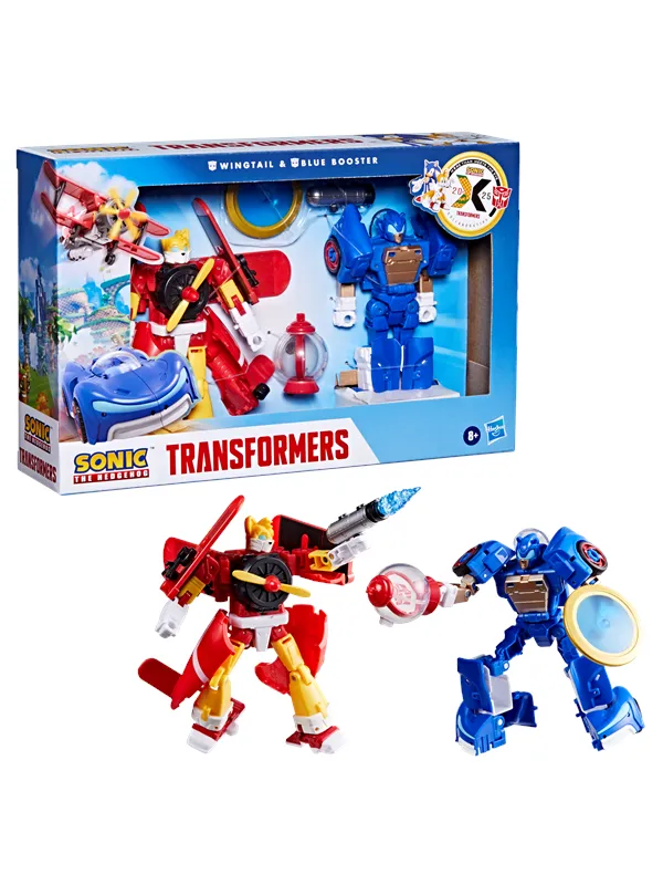 Transformers x Sonic the Hedgehog Wingtail and Blue Booster Action Figures 12.7 cm