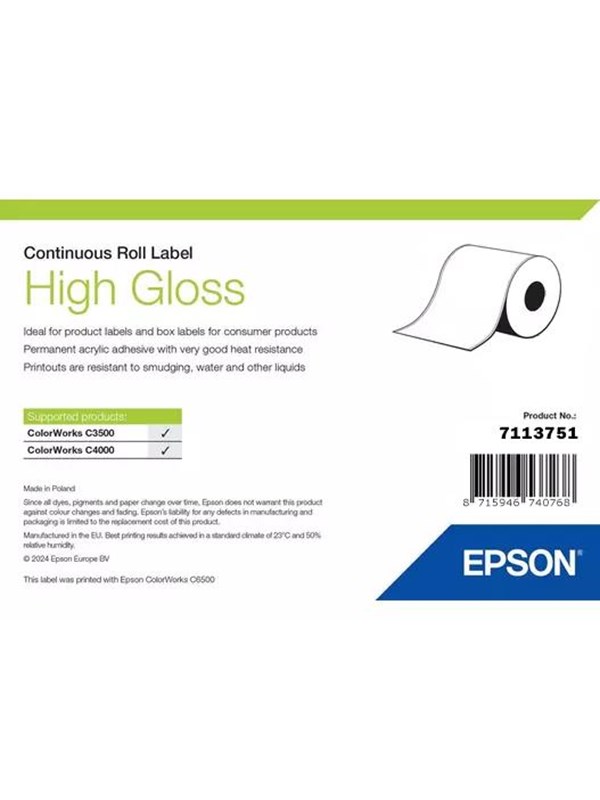 Epson - continuous labels - high-glossy - 1 roll(s) - Roll (7.6 cm x 33 m)