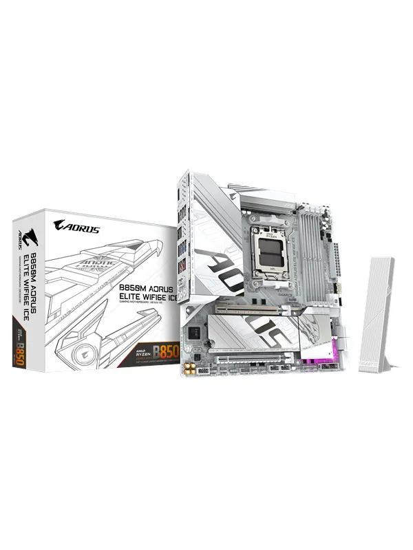 GIGABYTE B850M AORUS ELITE WIFI6E ICE Hovedkort - AMD B850 - AMD AM5 socket - DDR5 RAM - Micro-ATX