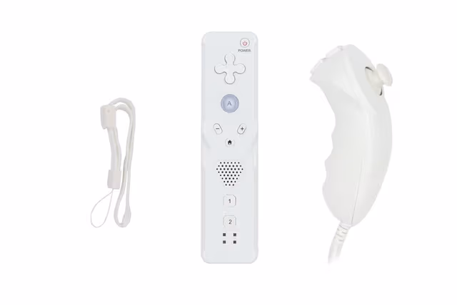 Trådløs spillkontroller og Nunchuck for Wii 3-aksen - hvit