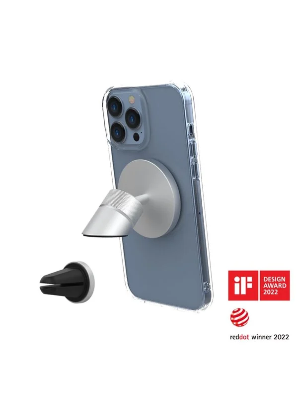 Just Mobile AluDisc Go - Omni-Directional Magnetic Aluminum Car Mount (vent insert & dashboard base included)