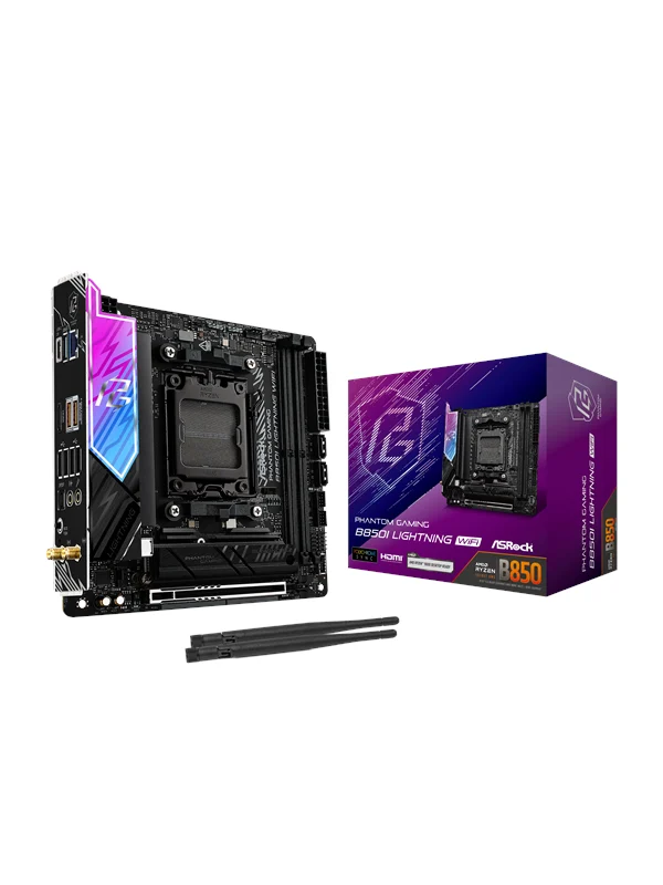ASRock B850I Lightning WiFi Hovedkort - AMD B850 - AMD AM5 socket - DDR5 RAM - Mini-ITX