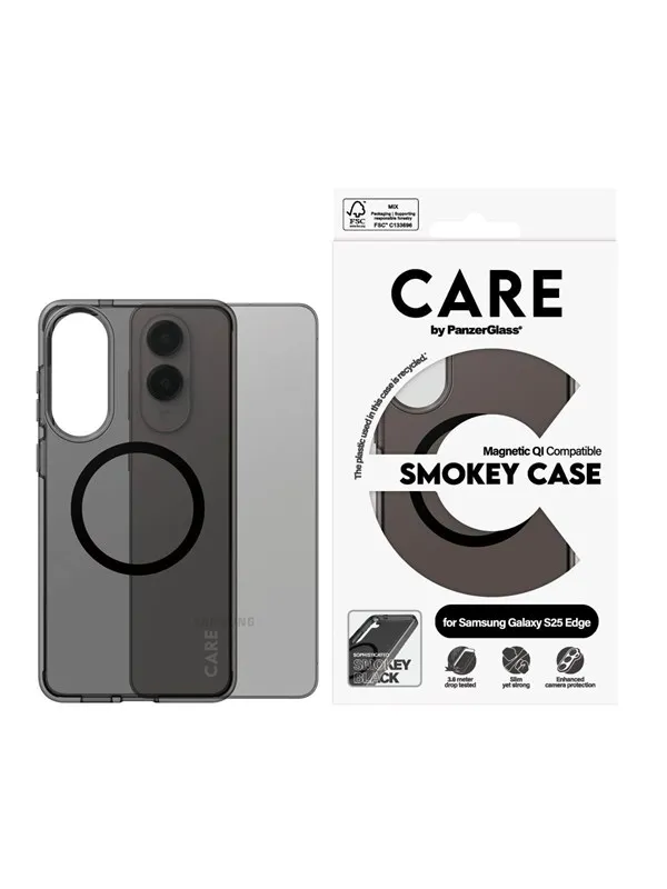 CARE by PanzerGlass Flagship Case Urban Combat Smokey w. Black Qi Compatible Samsung S25 Edge