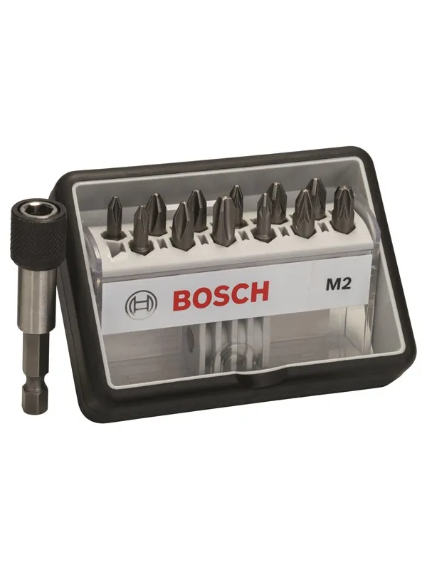 Bosch 12+1-delers Robust Line skrutrekkerbits-sett M ekstra hard 25 mm, 12+1 hull