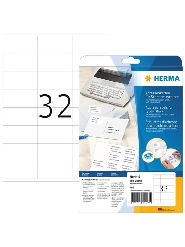 HERMA address labels - matte - 480 label(s) - 70 x 36 mm