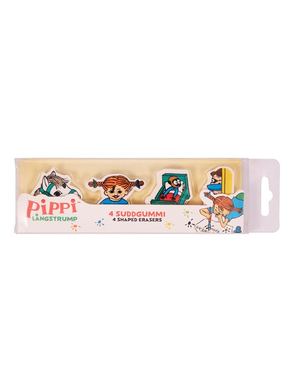 Euromic 4-pack erasers - 4 shaped erasers packed in acetate box with eurohole (size of box 5.2 x 16 cm)