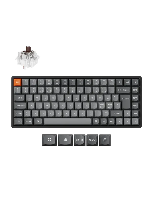 Keychron K2 MAX QMK/VIA Wireless Tri-Mode - Super Brown - Gamingtastatur - Uten numpad - Nordisk - Svart