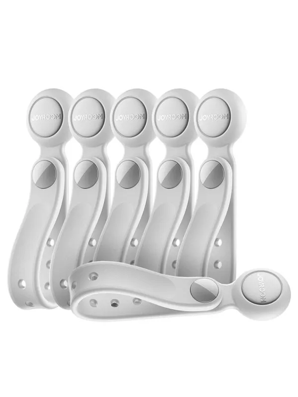 Joyroom R-ZS422 Cable Organizer Silicone Headband with Magnet Set of 6 - White