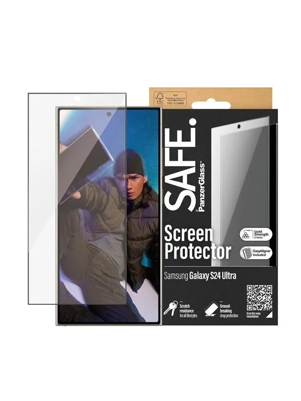 SAFE by PanzerGlass Screen Protector Samsung Galaxy S24 Ultra | Ultra-Wide Fit w. EasyAligner