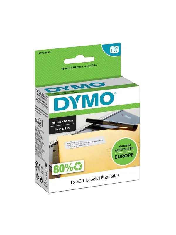 DYMO LW multifunksjonelle/retur adresse etiketter, 19mm x 51mm, ruller med 500 stk.