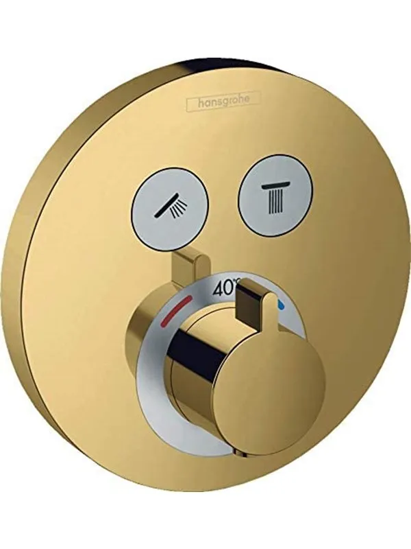 Hansgrohe showerselect s thermostatic mixer for concealed installation for 2 outlets polished gold-optic