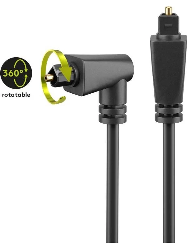 Pro Angled Toslink cable rotatable - 1m - Black