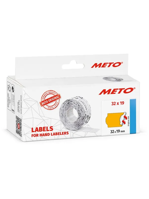 METO Prisetiketter, 32x19mm, neonoransje, 5rl/1000