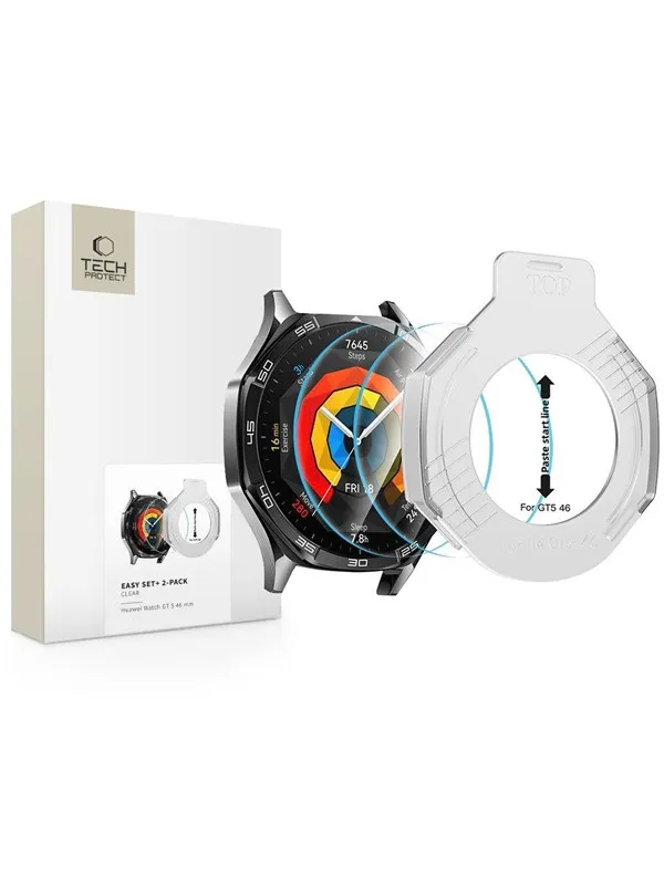 Tech-Protect Easy Set+ 2-pack Tempered Glass for Huawei Watch GT 5 46 mm - Clear